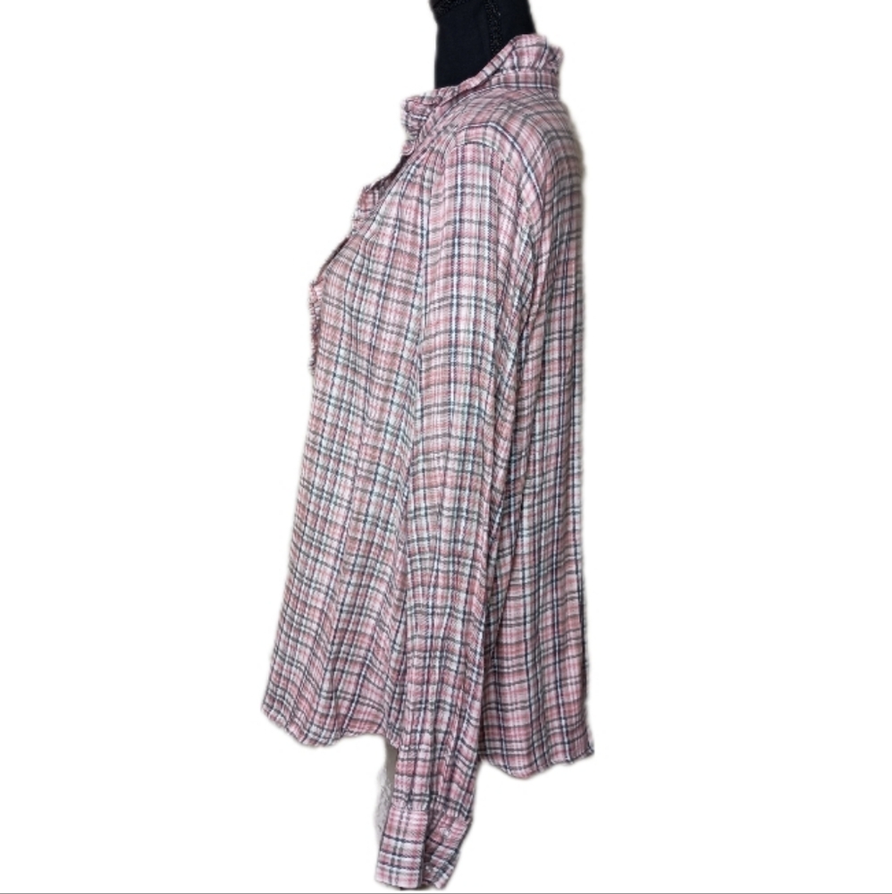 Market & Spruce Women Ruffle Neck Gingham Print Blouse Size Xl — image 5 of 8